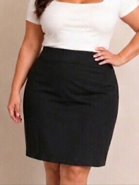 Classic Black Pencil Skirt with Center-back Box pleats